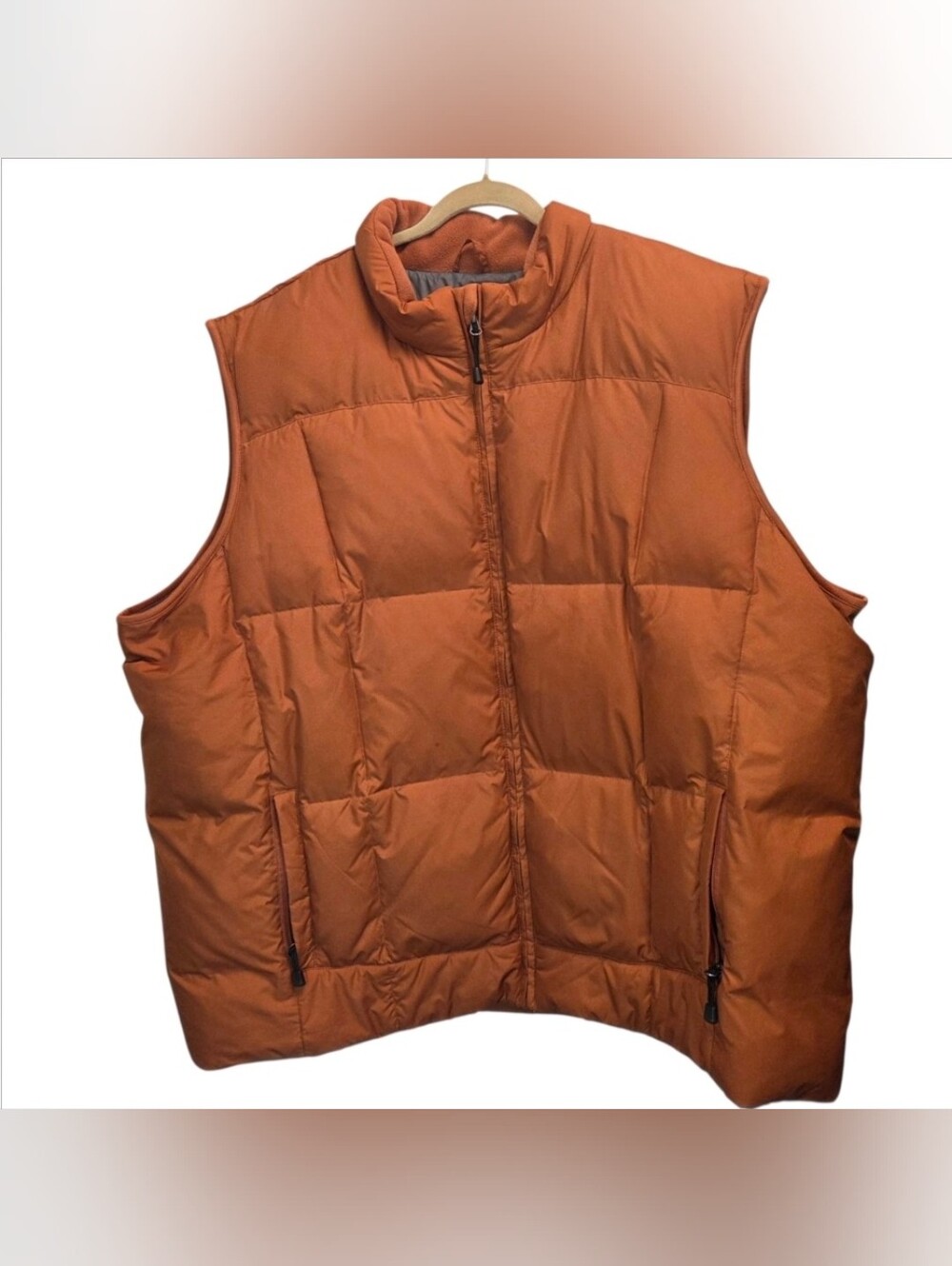 Eddie Bauer Mens Premium Quality Goose Down Orange Vest Size 4XL Tall
